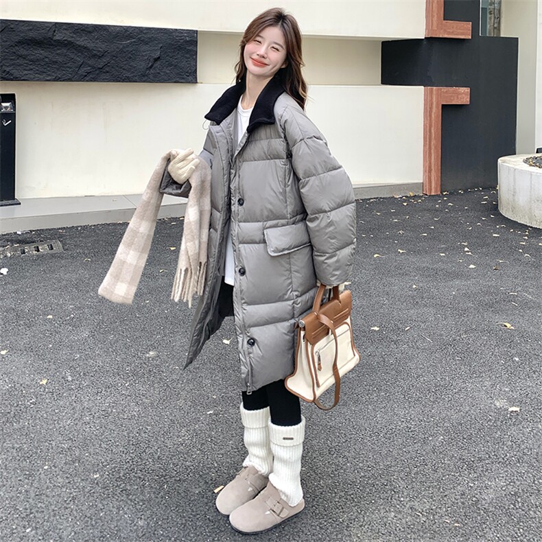 数据好灰色针织拼接50绒羽绒服外套1255P295K428,女装羽绒服,2C176