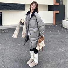 数据好灰色针织拼接50绒羽绒服外套1255P295K428，女装羽绒服，2C176