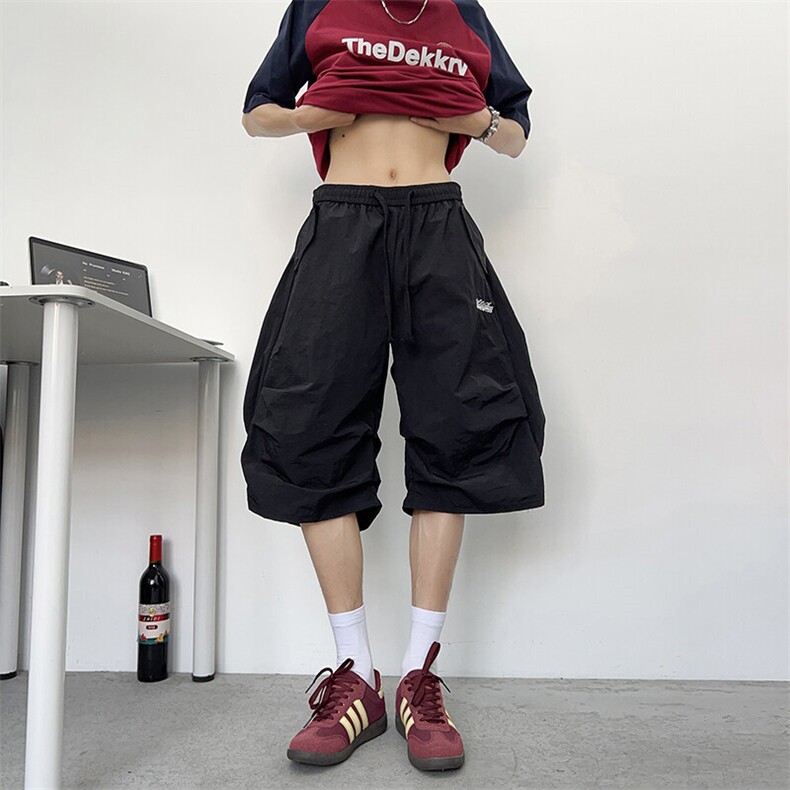 夏季新款刺绣速干短裤潮流宽松户外运动休闲七分裤,男装牛仔裤,星座410-7