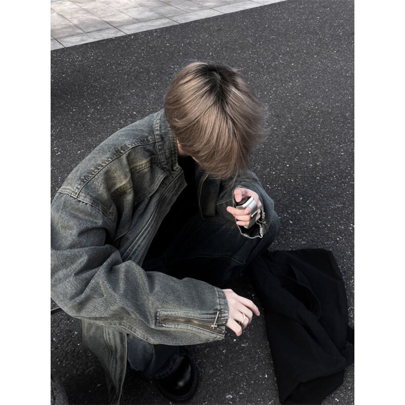 【有货】cleanfit水洗做旧短款牛仔外套美式工装夹克JK03LL-特P78,男装夹克,星座1007（原301D）