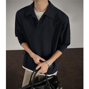 25秋装新品 珠地棉假两件polo衫男长袖T恤打底衫 H1117 特P39图片