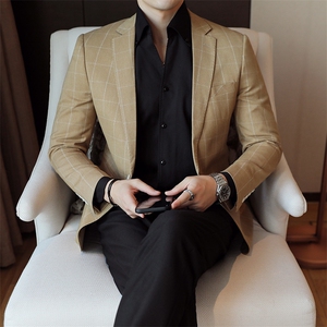 26做货-男士休闲西装修身韩版西服外套小西装上衣DX6907P165图片