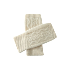 御寒无缝纯山羊绒手套女冬加厚保暖绞花针织露指学生半指手套，手套，轩妮羊绒