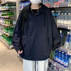 春秋季新款连帽夹克男宽松套头休闲日系百搭时尚工装男W81/P40，男装夹克，星座506