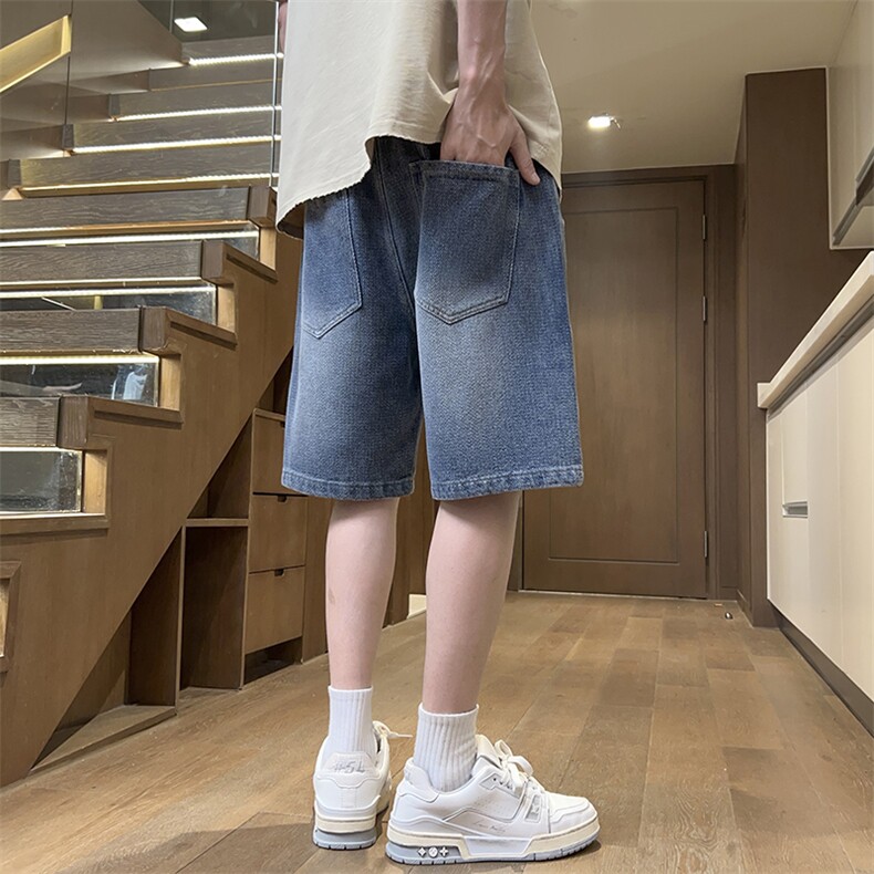 后袋设计感休闲短裤男女同款潮牌ins高街美式垂坠牛仔裤D3#-P40,男装牛仔裤,电商A178