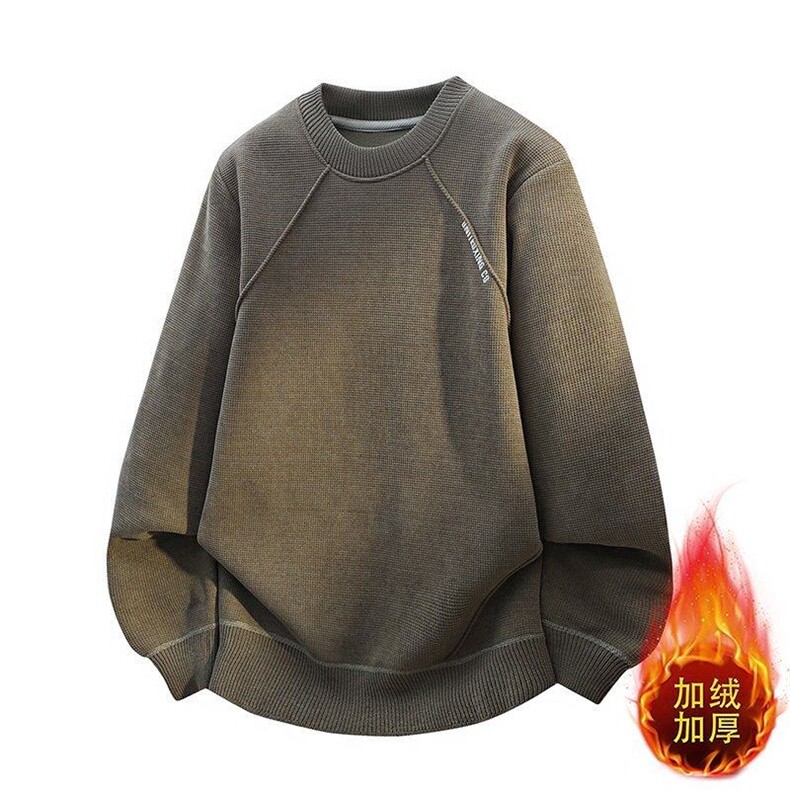 W25258-P50秋冬款圆领加绒卫衣男潮牌加绒加厚卫衣外套时尚打底衫,男装T恤,电商D310B