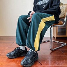 美式复古藏青色裤子男秋季宽松直筒卫裤ins潮流长裤K4344-P38，男装休闲裤，星座512-2
