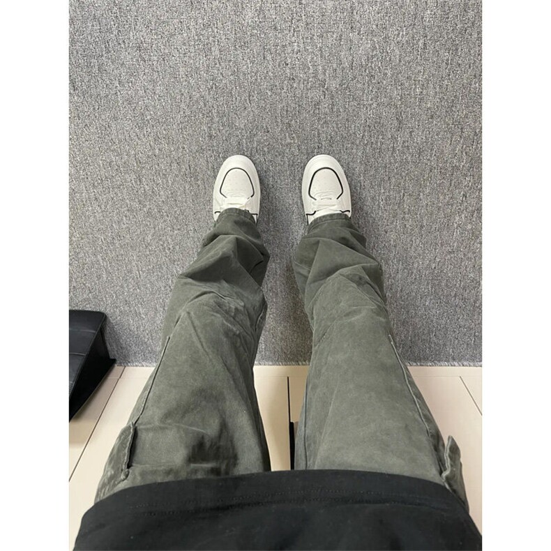 GZK112LL-特P55cleanfit军绿色工装裤男款宽松直筒阔腿裤,男装休闲裤,星座1007（原301D）