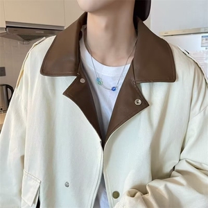 男秋季纯拼皮短款夹克JK8808P68图片