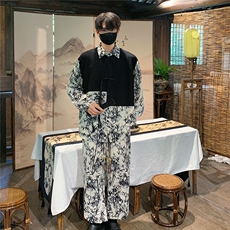 2025新中式长袖套装TZ88797P90衬衫CS88799P45控78裤子88798P45控，男装衬衫，星座227-7