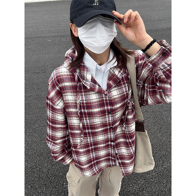 380G磨毛秋冬新款格纹连帽衬衫加厚磨毛格子外套CS328-P48,男装衬衫,星座301C-5