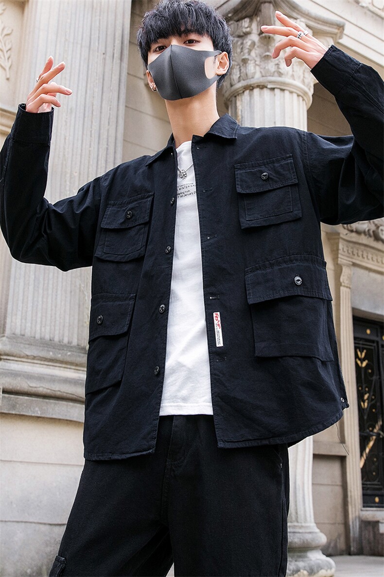 男士夹克2021春季新款日系休闲工装ins风翻领外套男DS325TP80,男装夹克,电商A102