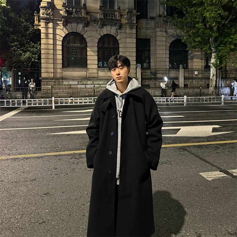 现货~韩系中长款呢子大衣cleanfit过膝加长风衣外套Y906-P135，男装风衣，星座1004-3