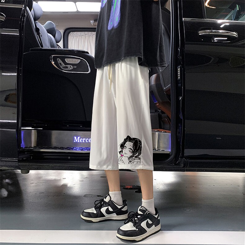QK72153-P25冰丝七分裤男大码速干短裤男五分裤港风,男装休闲裤,电商A040