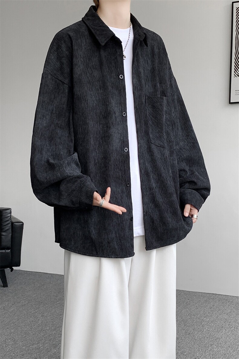 衬衫男秋季新款港风宽松扎染肌理感长袖衬衣CS7012-P38,男装衬衫,星座214-3