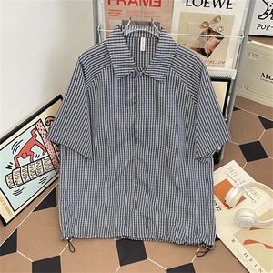 格纹短袖衬衫男女夏季宽松休闲格子衬衣日系百搭半袖上衣2276 P40图片