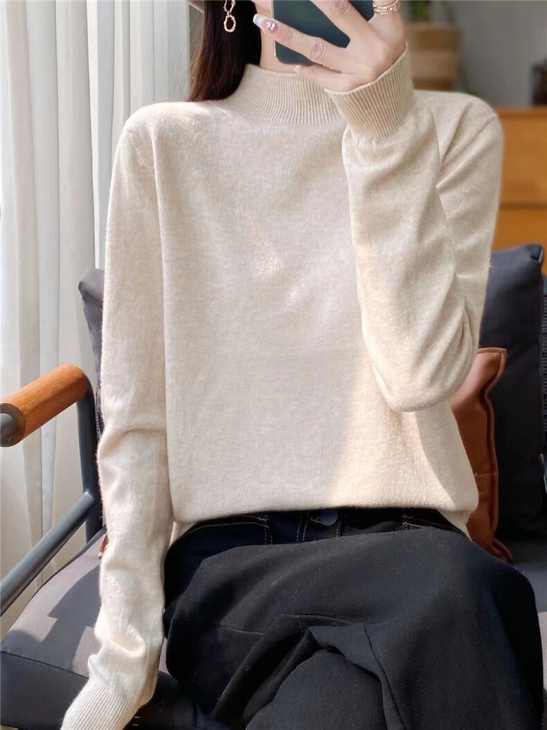 打底衫上衣女装新款2025春秋V领长袖慵懒风针织毛衣图片