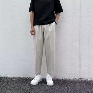 西裤男直筒宽松学生韩版潮流弹力高街阔腿裤百搭痞帅男裤子九分裤图片