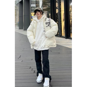 蜘蛛网刺绣字母棉服棉衣冬季加厚男女宽松面包服潮外套 MZ56图片