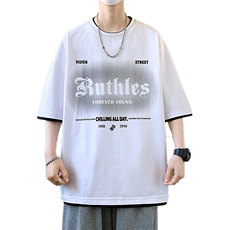 25157-特P40夏季休闲时尚T恤男短袖打底衫青少年潮牌拼接T恤，男装T恤，电商D310B