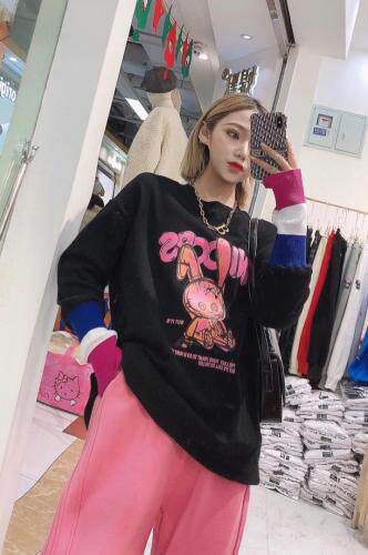 春季新款拼接针织长袖T，女装，媞默