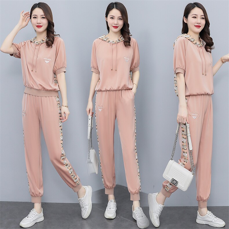 现货！！！2022年夏装新款绣花印花拼接时尚气质两件套套装，女装套装/套裙，奕薇雅