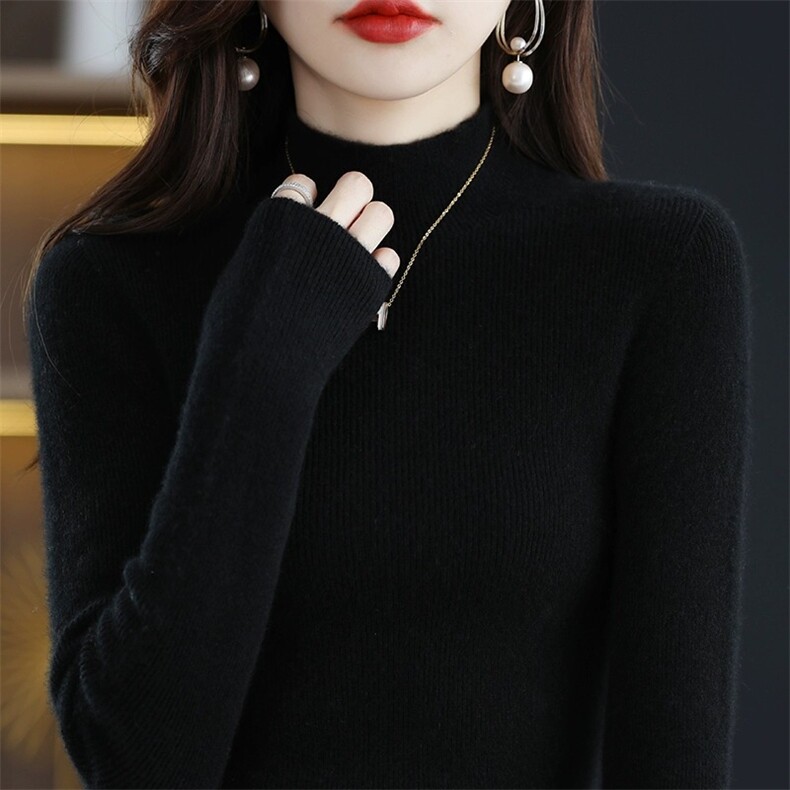 清仓衫女短款秋冬季半高领修身毛衣羊毛针织打底衫,女装羊毛衫,伟泽羊绒