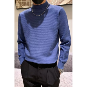 半高领毛衣男春秋季纯色休闲打底线衣日系潮流简约M826-P48图片