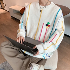 8XL-M特大码冬季慵懒?宽松感拼色流苏软糯羊针织毛衣MY1203P65，男装针织衫/毛衣，电商D206-1