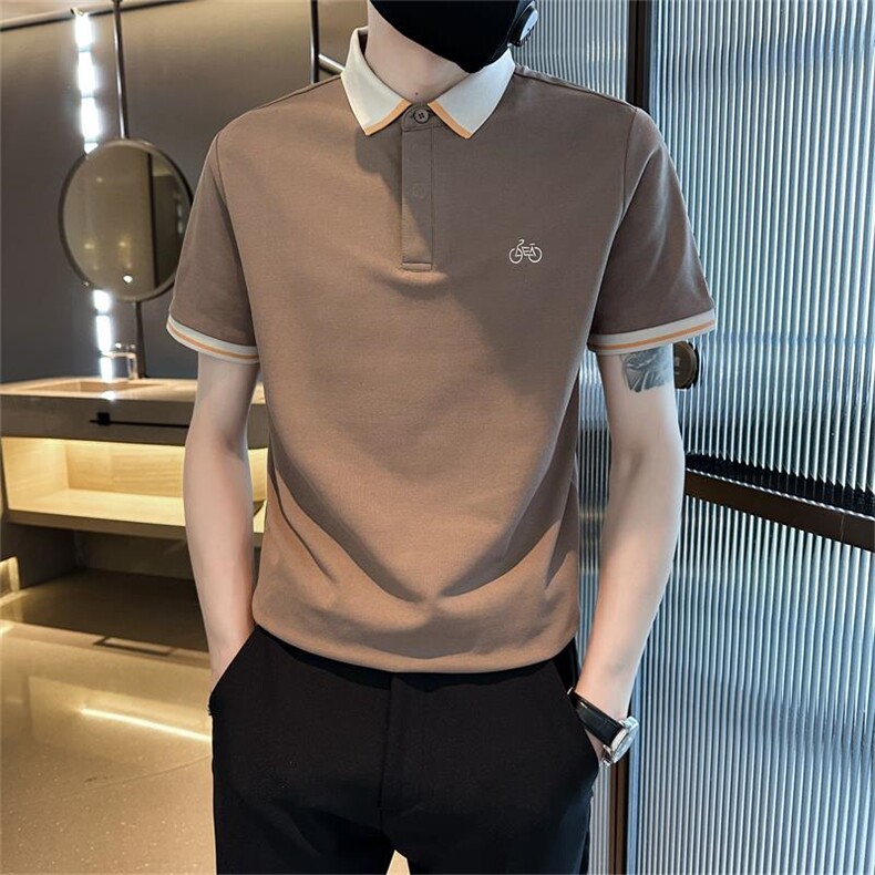 主推款短袖T恤翻领Polo衫单车刺绣轻奢高级感上衣D342-T0232-P55,男装T恤,电商D342