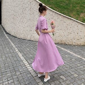 主推款款数据现在香芋紫色连衣裙长裙087-Q88图片