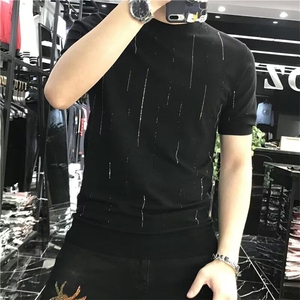 2025韩版男士夏季薄款修身短袖潮流半袖上衣休闲简约圆领透气T恤图片