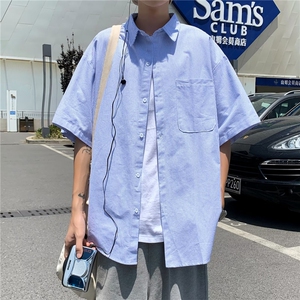 细条纹衬衫男短袖韩版潮流文艺2023夏季新款ins宽松外套CY317-P29图片