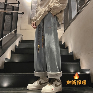 23冬季加绒加厚印花宽松直筒牛仔裤 N360 P40 加绒P50图片