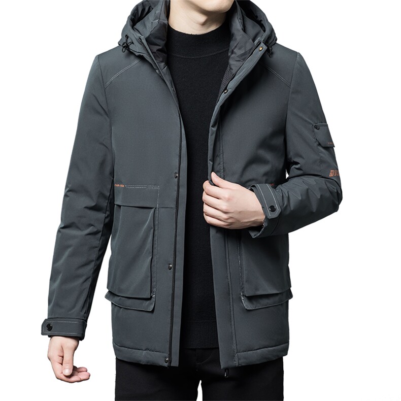CAH1807钱塘2020-2中年男士冬加厚款百搭有帽商务休闲羽绒服P195,男装羽绒服,钱塘207-2