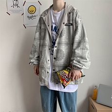 两面穿外套男韩版潮流帅气炸街春秋腰果花夹克宽松上衣JK464-p60，男装夹克，星座1008-1