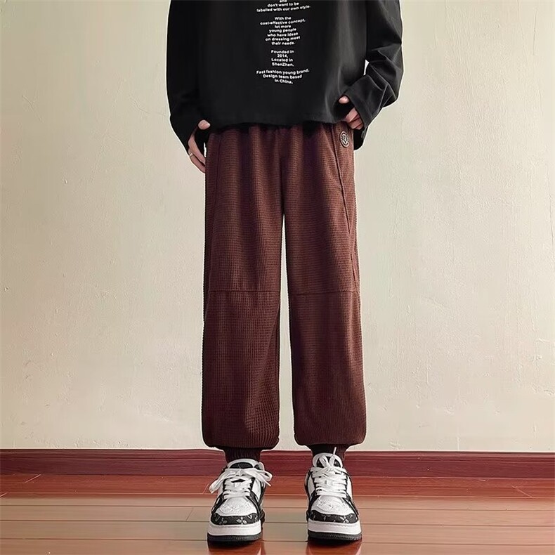 美式高街复古灯芯绒休闲裤男士宽松潮牌运动哈伦束脚卫裤男图片