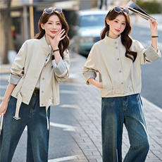 短款外套女2026春装新款时尚气质小个子单排扣上衣，女装短外套，天丝秀