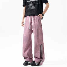 休闲裤男夏季新款港风宽松扎染工装阔腿长裤CK8203-P45，男装休闲裤，星座214-3