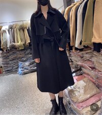 2021秋冬新款简约大方翻领拼流苏气质一粒暗扣长款百分百羊毛，其它，L·H·X