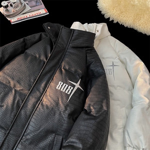 鳄鱼纹PU皮棉衣棉服面包服立领印花棉袄皮衣外套1611-P90量大有差图片