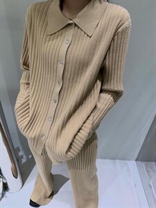 秋季新品 现代简约坑条针织套装图片
