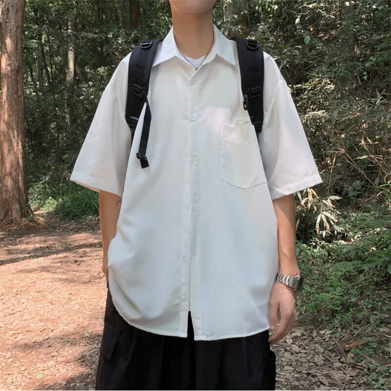 日系衬衫男女短袖港风潮流宽松百搭帅2025夏季ins外套CY1160-P34,男装T恤,星座412-2