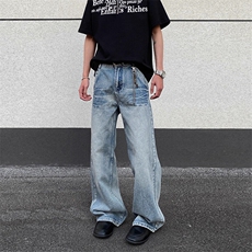 美式高阶水洗做旧牛仔裤休闲直筒裤情侣潮KZ31D780--TP40，男装牛仔裤，电商A247C