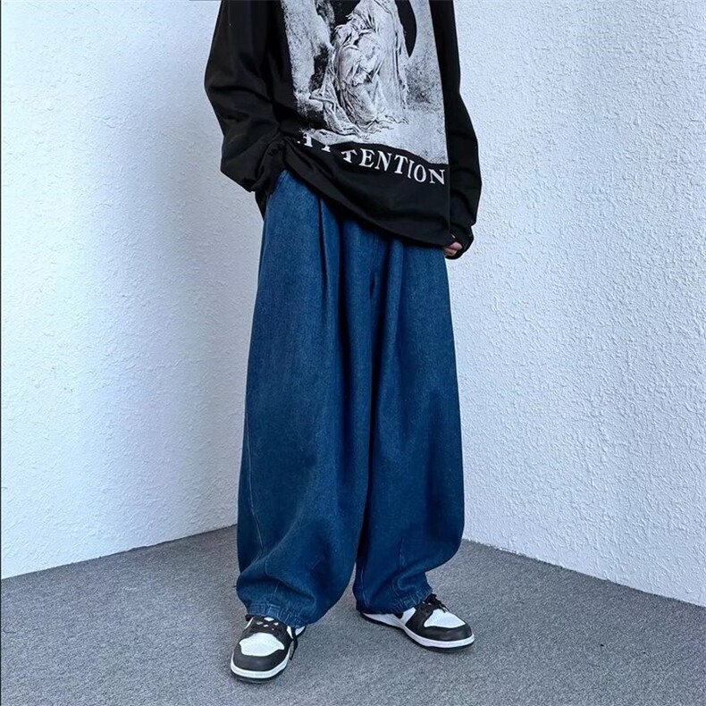24年嘻哈潮人复古做旧老爹裤廓形阔腿裤休闲直筒牛仔裤NK3007-p45,男装牛仔裤,星座601-2