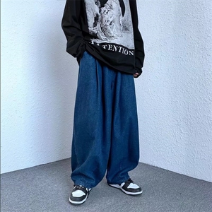 24年嘻哈潮人复古做旧老爹裤廓形阔腿裤休闲直筒牛仔裤NK3007-p45图片