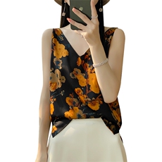 法式缎面显瘦V领外穿吊带背心女2024年夏季新款，女装背心吊带，绒宛羊绒
