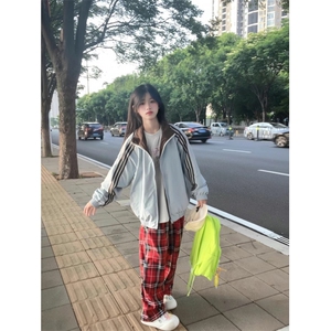 5379-P73原版做工两面穿连帽拉链卫衣外套男女同款图片
