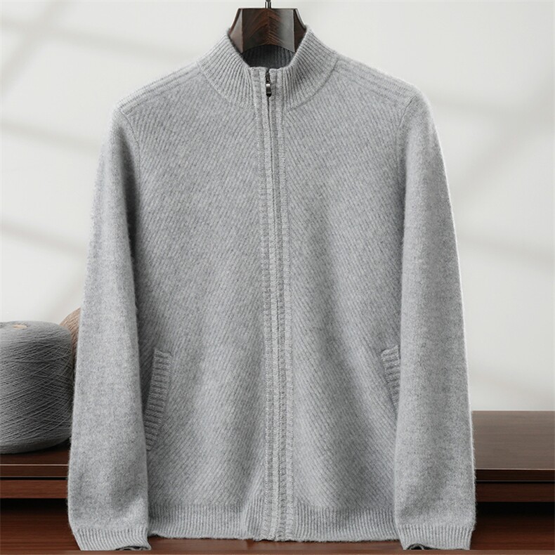 2025年秋季立领针织开衫时尚百搭，男装针织衫/毛衣，隆格羊绒