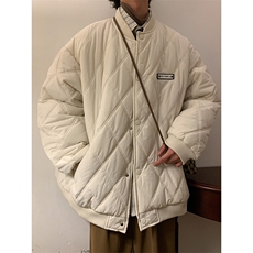 W8206特P85控138菱形格压棉棒球服宽松加厚外套棉服棉衣情侣，男装棉衣，电商B205